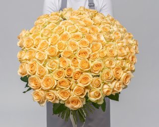 Букет из 101 кремовой розы 50-60 см (Россия) small - 3