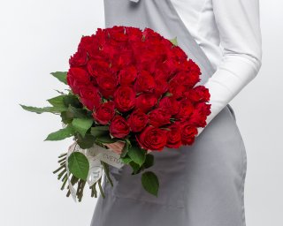 Букет из 51 красной розы 35-40 см (Кения) под ленту  small - 2