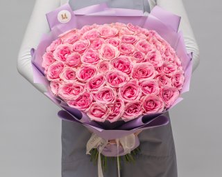 Букет из 51 розовой розы 50-60 см (Россия) в упаковке  small - 3