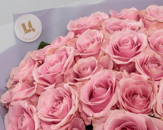Букет из 25 розовых роз 35-40 см (Россия)  small - 4