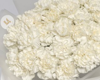 Букет из 25 белых гвоздик в стильной упаковке  small - 4