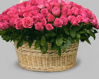 Корзина цветов из 351 розовой розы 50-60 см (Эквадор)  small - 2
