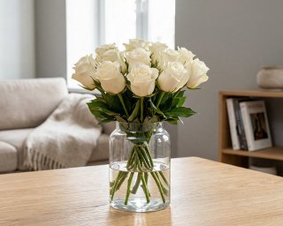 Пачка из 10 белых роз (Кения) 35-40 см  small - 4