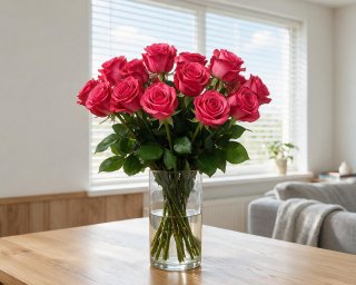 Пачка из 25 малиновых премиум роз (Эквадор) 40 см small - 4