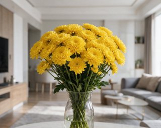 Пачка из 5 кустовых желтых хризантем Балтика  small - 4