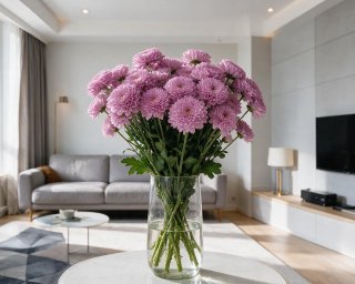 Пачка из 5 кустовых фиолетовых хризантем Балтика  small - 4