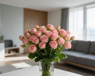 Пачка из 10 розовых кустовых роз (Кения) 60-70 см  small - 4