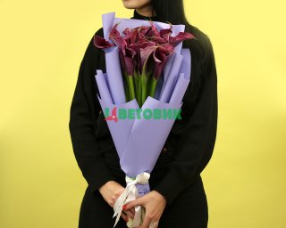 Букет из 19 калл в стильной упаковке  small - 2