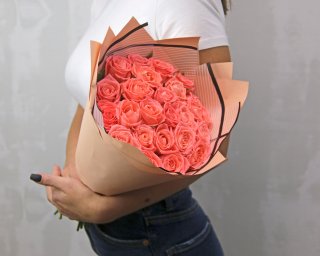 Букет из 25 розовых роз 35-40 см (Россия)  small - 1